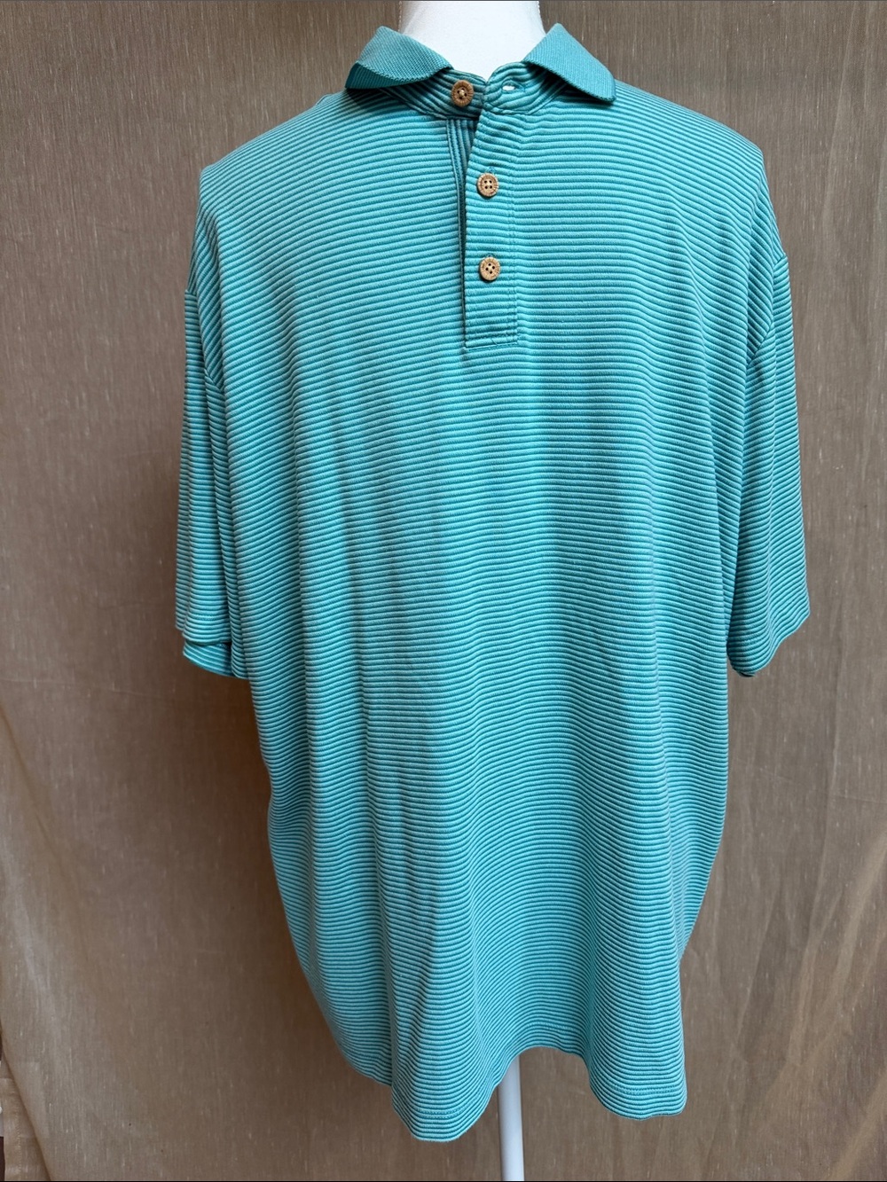 Jamaica Jaxx Teal Striped Short-Sleeve Polo